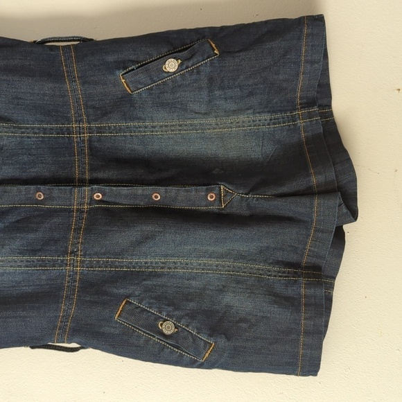 BEBE BUTTON FRONT SHORT SLEEVE DENIM ROMPER - Picture 5 of 12